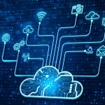 Cloud computing technology internet storage network with technology background. Data information on cloud to backup storage internet data Concept. 3D illustration.